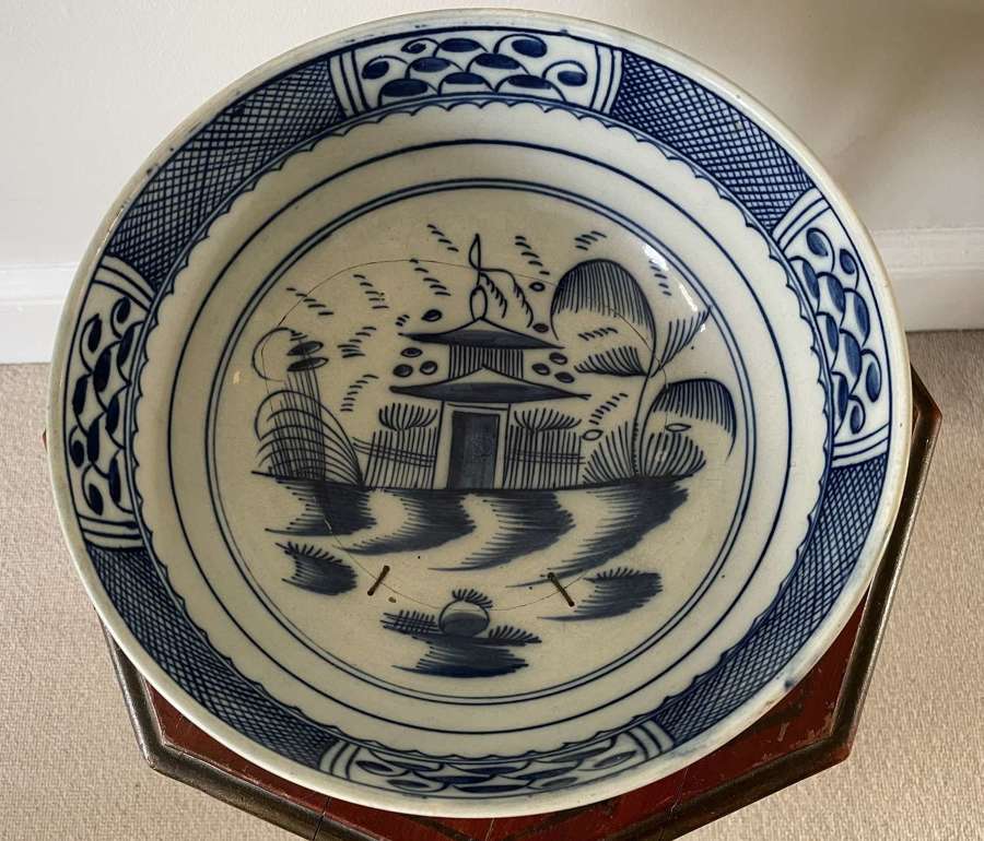 An English blue and white delft bowl