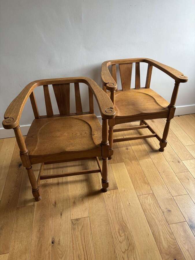 A Pair of Oak Armchairs