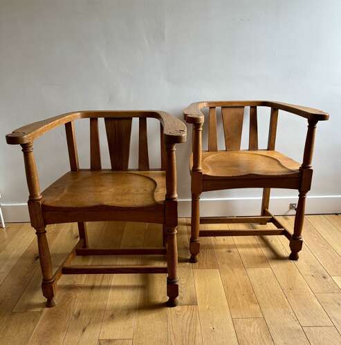 A Pair of Oak Armchairs