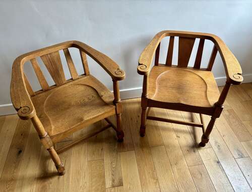 A Pair of Oak Armchairs