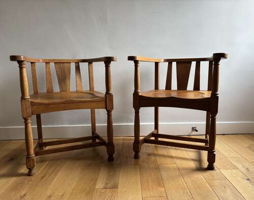 A Pair of Oak Armchairs