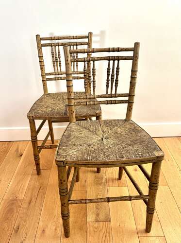A Pair of Regency Painted Bamboo Chairs