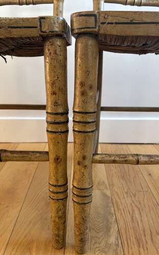 A Pair of Regency Painted Bamboo Chairs