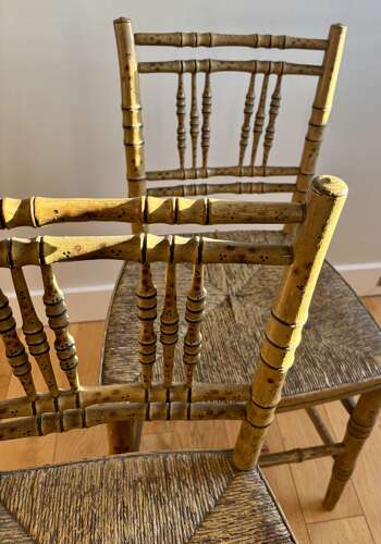 A Pair of Regency Painted Bamboo Chairs