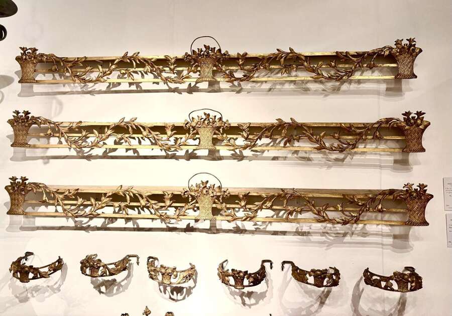 A rare set of 3 George III gilt wood pelmets