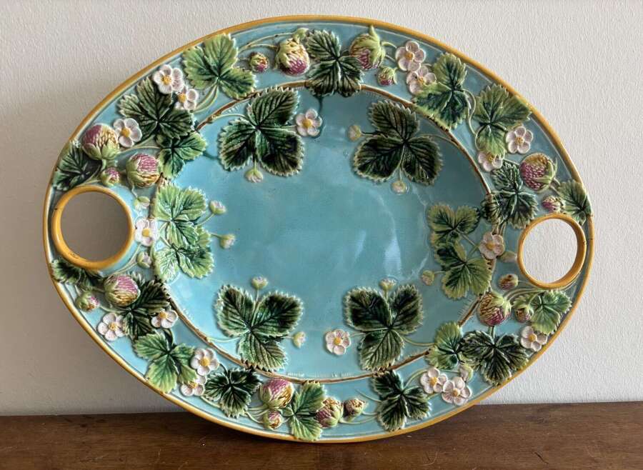 A Majolica Strawberry Dish