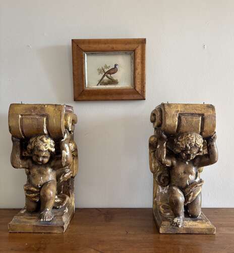 A Pair of Gilt Wood Brackets
