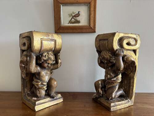 A Pair of Gilt Wood Brackets