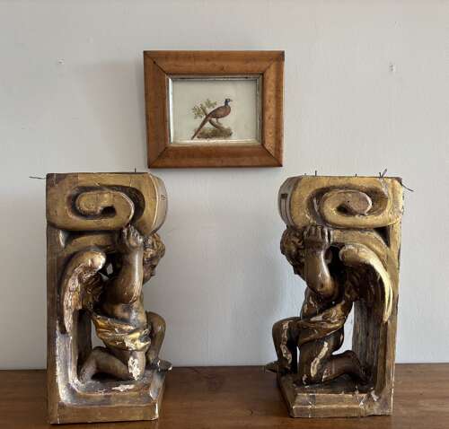 A Pair of Gilt Wood Brackets